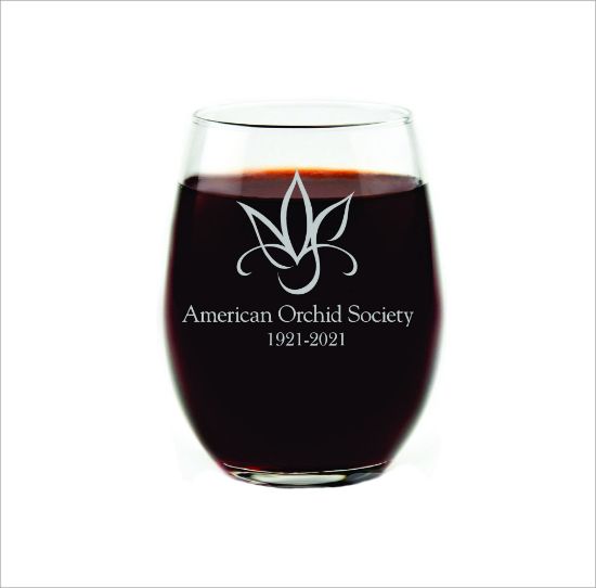 Amercian Orchid Society Enengraved Stemless Wine